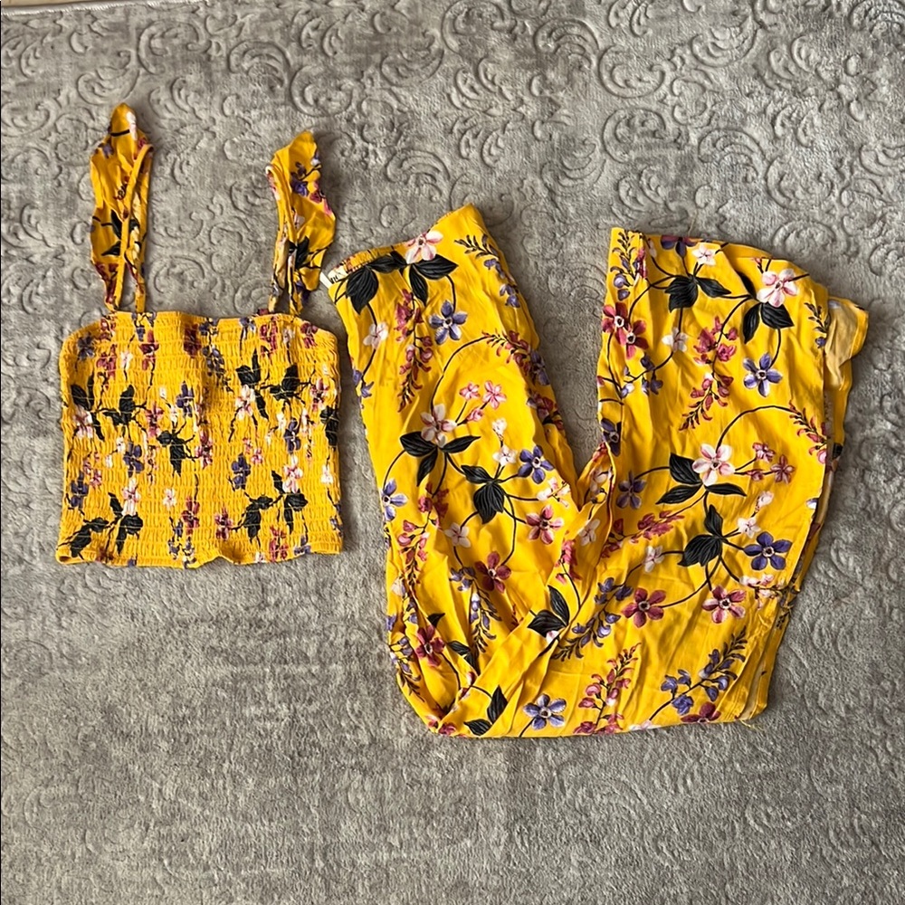 Floral Yellow Two-Piece Set